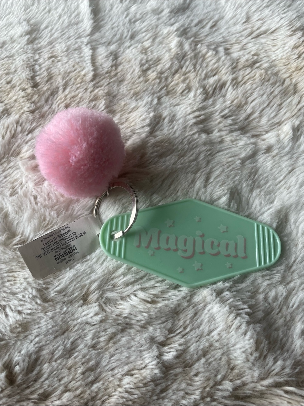 Magical Pink Pom-Pom Keychain with Mint Tag
